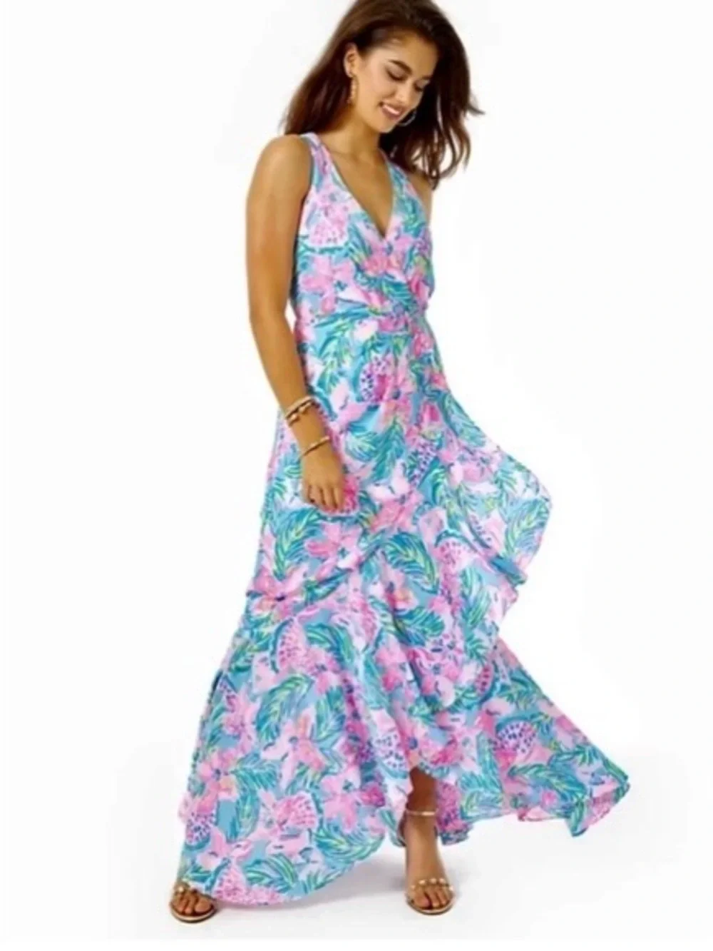 Lilly Pulitzer Taylee Maxi Dress Blue Ibiza - Picture 2 of 9